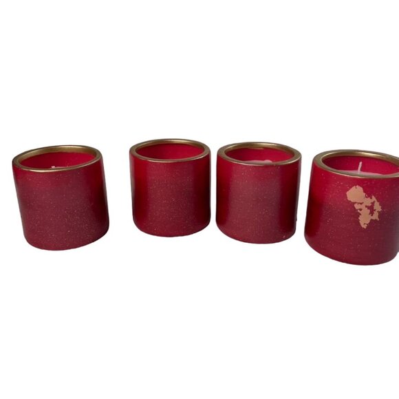 Lot 4 Christmas Votive Candles Vintage Red Festive Decorative u Tablescape Light - Picture 3 of 8
